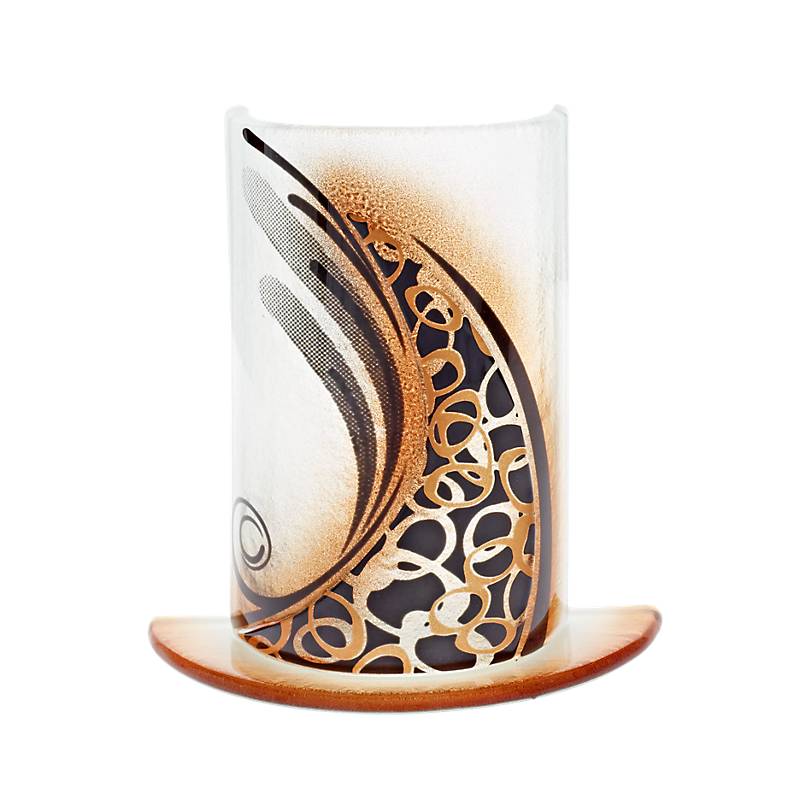 4052884035988 - Windlicht Kerzenhalter Tischdeko Terrasse Fusing Glas 15cm weiß gold Handmade 4052884035988 - Windlicht Kerzenhalter Tischdeko Terrasse Fusing Glas 15cm weiß gold Handmade