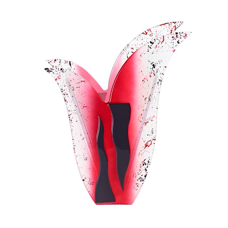 4052884036084 - Glasvase Designelement Deko Tischvase Fusing Glas Kunst weiß rot 31cm Handmade