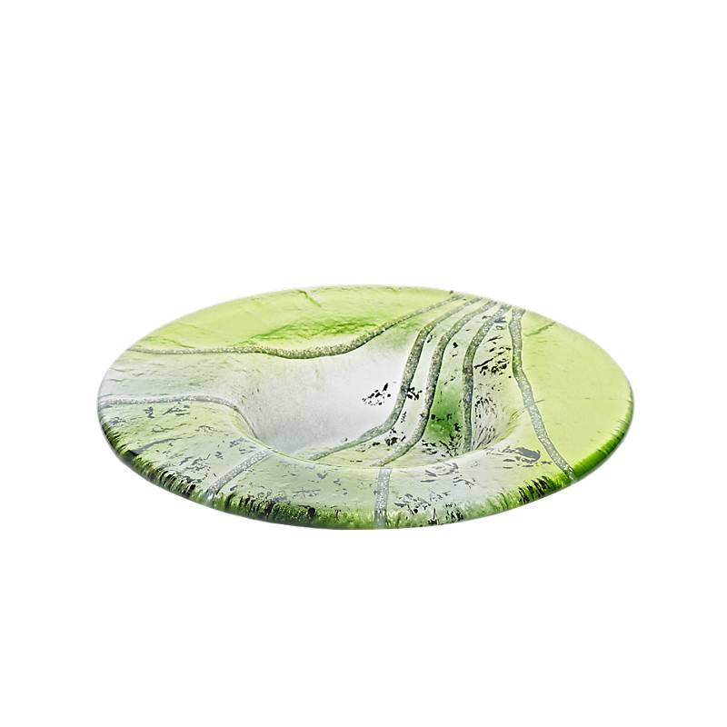 4052884036138 - Kerzenhalter Kerzenteller Schälchen rund Deko Fusing Glas grün 16cm Handmade