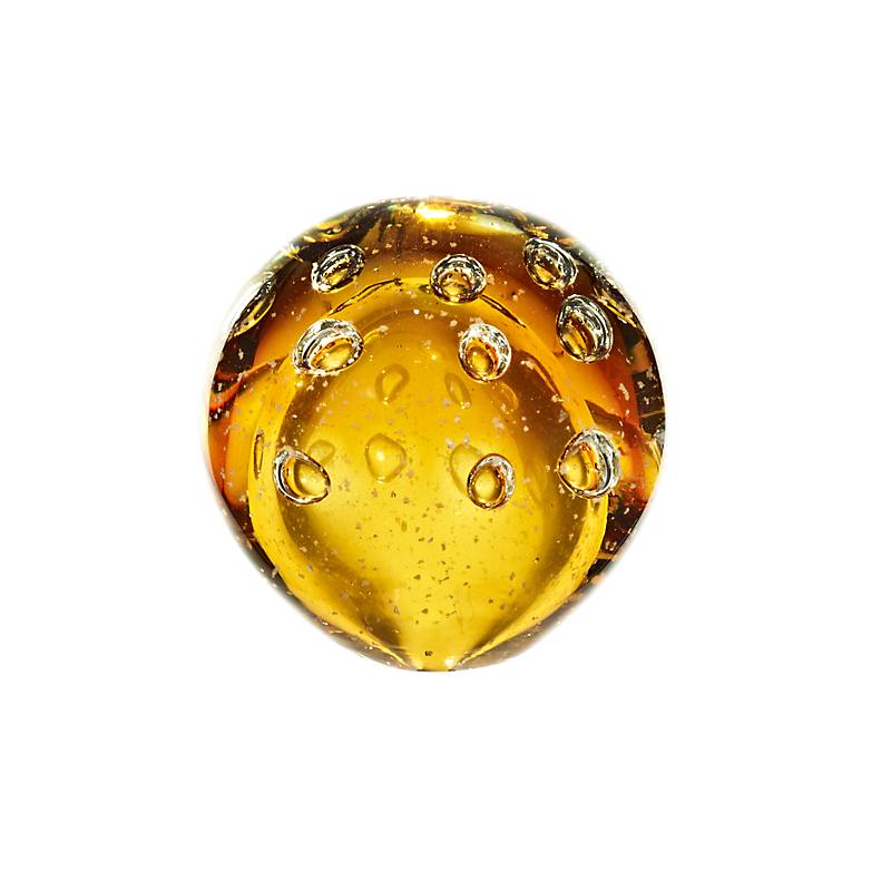 4052884046564 - Gartenkugel gelb Bubble Mini Murmel Blumenbeet Dekoration Handmade 9cm mit Stab
