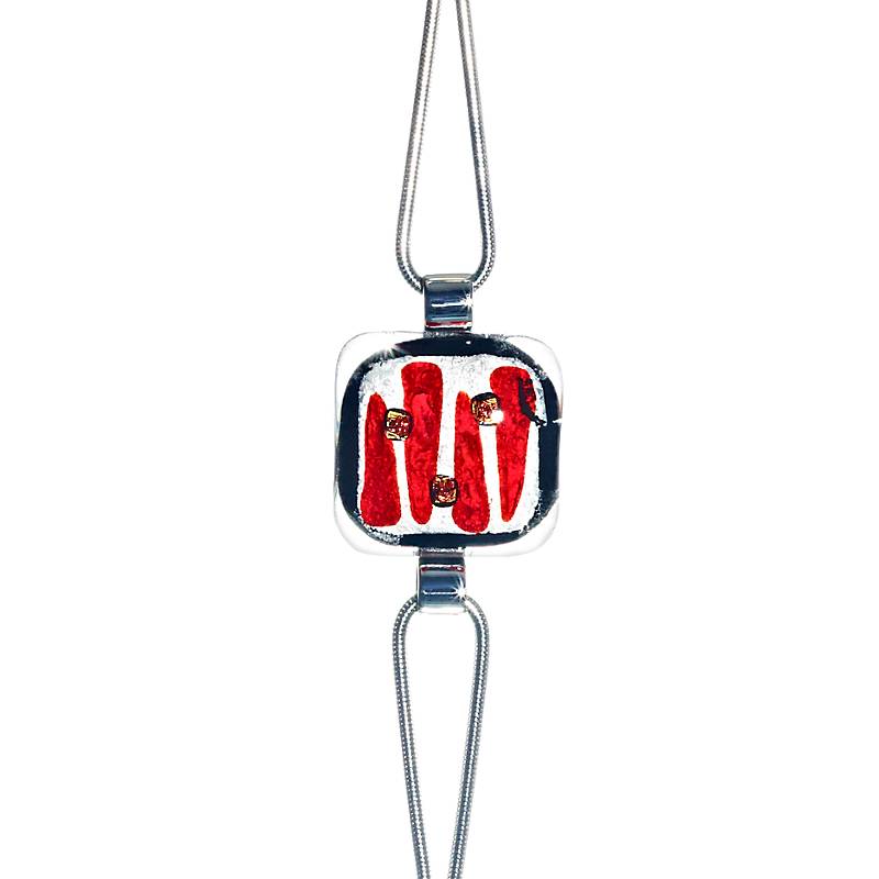 4052884053876 - Armband mit Glasstein Rot Weiß Fusing 4052884053876 - Armband mit Glasstein Rot Weiß Fusing