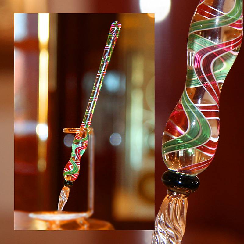 4052884065053 - Glasfederschreiber Feder (17cm) pink weiß