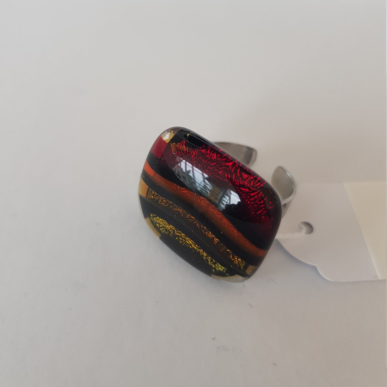 4052884284584 - Ring mit Glasstein Red Rainbow Fusing