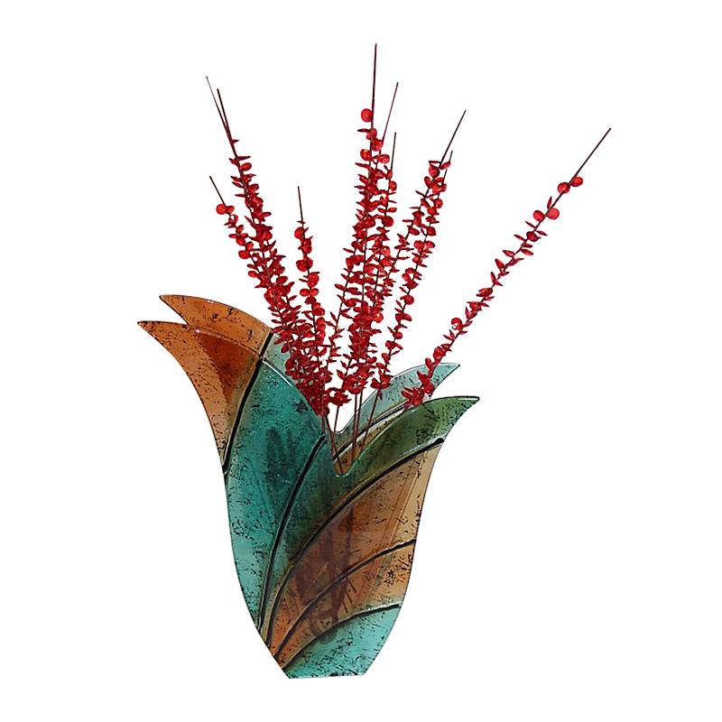 4052884435726 - Glasvase Designelement Deko Tischvase Fusing Glas Kunst türkis 31cm Handmade