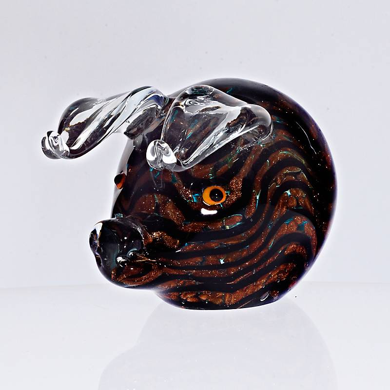 4052884714180 - Glasfigur Schwein Frederik schwarz Muranoglas 12cm