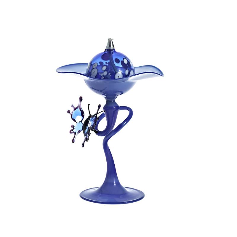 4052884822427 - Öllampe mit Glasschmetterling Bloom (15cm) blau gelb 4052884822427 - Öllampe mit Glasschmetterling Bloom (15cm) blau gelb