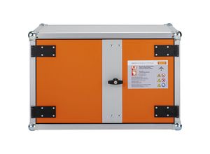 4052886464052 - Akku-Ladeschrank 8 5 für Brandmeldeanlagen 1-phasig 6-fach Steckdosenleiste belüftet 2 Rauchmelder B 830 x T 660 x H 520 mm lichtgrau reinorange