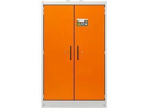 4052886474556 - Cemo Sicherheitsschrank Typ 90 PROline 12 20 selbstschließende Türen B 1200 x T 600 x H 1950 mm 66 Liter grau orange