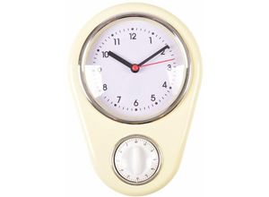 4052926085384 - Buri - Retro Küchenuhr Vanille mit Timer Wanduhr Kurzzeitmesser Eieruhr Küchentimer Uhr