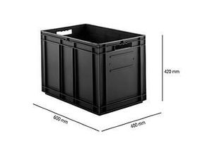 4052939490717 - Euro Box SSI Schäfer EF 6420 838 l Traglast bis 20 kg Euronorm stapelbar Durchfassgriff L 600 x B 400 x H 420 mm leitfähiges PP schwarz