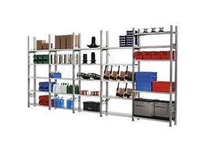 4052939608433 - Steckregal R 3000 Komplettregal 5155 m 1 Grund- und 4 Anbaufelder incl 25 Böden verzinkt H 2278 x B 5155 x T 400 mm