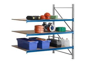 4052941140761 - Regalsystem WR 600 Anbaufeld Traverse blau mit 3 Ebenen 2500 x 1800 x 800 mm