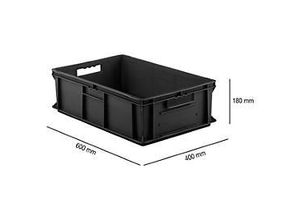 4052941151835 - Euro Box SSI Schäfer EF 6180 354 l Traglast bis 20 kg Euronorm stapelbar Durchfassgriff L 600 x B 400 x H 180 mm leitfähiges PP schwarz