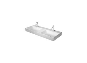 4053424611730 - Duravit DuraSquare Doppelwaschtisch Möbel-Doppelwaschtisch 120x47cm 1 Hahnloch ohne Überlauf mit Hahnlochbank Farbe Weiß - 2353120041