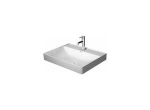 4053424890227 - Duravit DuraSquare Aufsatzbecken geschliffen 60x47cm 2 Hahnlöcher ohne Überlauf mit Hahnlochbank Rückwand glasiert Farbe Weiß - 2354600040