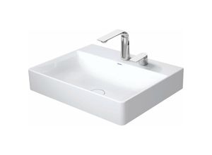 4053424892238 - DuraSquare Waschtisch Möbelwaschtisch 60x47cm 2 Hahnlöcher ohne Überlauf mit Hahnlochbank Farbe Weiß mit Wondergliss - 23536000401 - Duravit