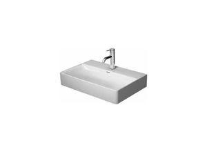 4053424896694 - Duravit - DuraSquare Möbel-Waschtisch Compact geschliffen 60x40cm 2 Hahnlöcher ohne Überlauf mit Hahnlochbank Farbe Weiß mit Wondergliss