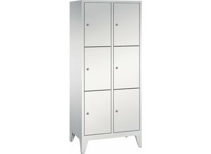 4053569844093 - Fächerschrank Classic B610xT500xH1850 mm ral 7035 2x3 Fächer mit 150 mm hohen Füßen