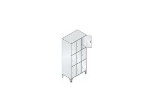 4053569844109 - Fächerschrank Classic B900xT500xH1850 mm ral 7035 3x3 Fächer mit 150 mm hohen Füßen