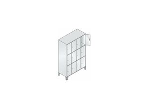 4053569844116 - Fächerschrank Classic B1190xT500xH1850 mm ral 7035 4x3 Fächer mit 150 mm hohen Füßen