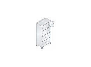 4053569844130 - C+p Möbelsysteme - Fächerschrank Classic B900xT500xH1850 mm ral 7035 3x4 Fächer mit 150 mm hohen Füßen