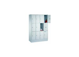 4053569844208 - C+p Möbelsysteme - Fächerschrank Classic B1190xT500xH1800 mm ral 7035 4x3 Fächer mit 100 mm hohem Sockel