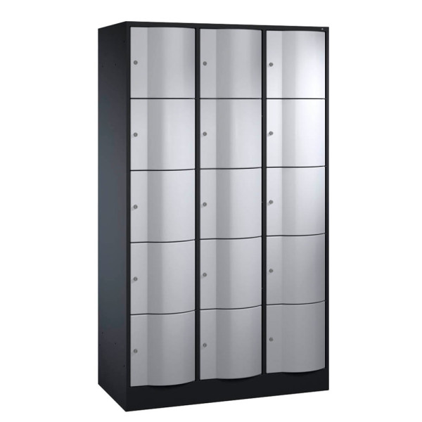 4053597433795 - Schließfachschrank Resisto 8570-372 Metall 3 Abteile mit 15 Fächern abschließbar 115x195cm (BxH) silber