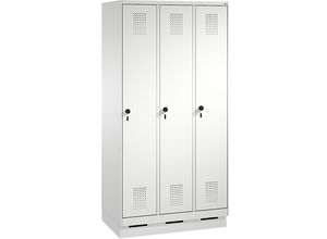 4053597503375 - Garderobenschrank Sockel 3 Abteile AbtB 300 mm Drehriegel BxTxH 900x500x1800 mm RAL 7035