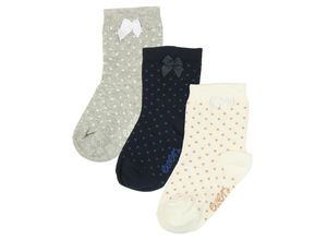 4053657496555 - ewers - Babysocken PÜNKTCHEN & SCHLEIFE 3er-Pack in creme grau navy Gr17 18