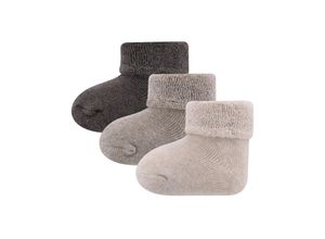 4053657755690 - ewers - Babysocken UNI FROTTEE 3er Pack in dunkel beige GrOne Size