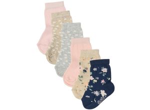 4053657758424 - ewers - Socken BLUMEN & PUNKTE 6er-Pack in navy rosa Gr23-26