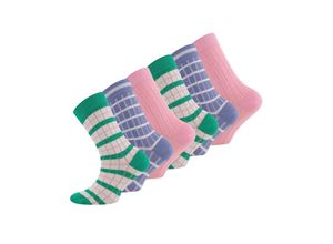 4053657759384 - ewers - Socken RIPPE & RINGEL 6er-Pack in pink Gr27-30