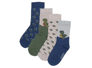 4053657826420 - ewers - Socken DINO 4er-Pack in dunkelbeige steingrün Gr19-22