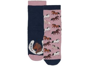 4053657839079 - ewers - Stoppersocken PFERDE 2er-Pack in hell wildrose tin Gr19-22