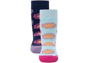 4053657873257 - ewers - Stoppersocken SOFTSTEP BLUMEN 2er Pack in navy perlgrau Gr21 22