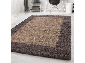 4053658990069 - Designer Hochflor Teppich Langflor Shaggy Teppich 2 farbig Bordüre Muster