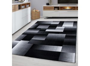 4053658997464 - Teppich modern Designer Wohnzimmer Abstrakt Kariert Muster Schwarz Grau Weiß