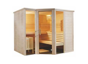 4053682095648 - Arktis Infra+ Massivsauna Saunakabine Inkl 2 Vollspektrumstrahler 234x206x204 cm - Sentiotec