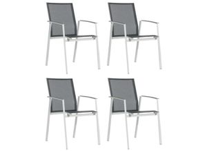 4053682121460 - 4er-Set Stapelstühle Fresno Aluminium Textilen silber Stapelstuhl - Sonnenpartner