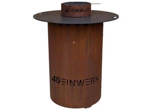 4053682133135 - DEINWERK Feuerstelle DEINWERK Grillfass-Set Grilltonne aus Corten Ø 90cm mit Pla