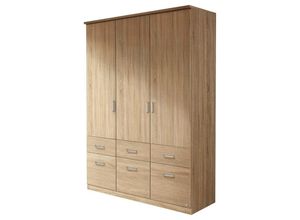 4053714023632 - Rauch Möbel - Kleiderschrank Jugendzimmerschrank ohne Spiegel 136 cm 3 trg 6 Schubladen Aal