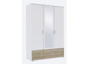 4053714169750 - Rauch Möbel - Kleiderschrank Stauraumschrank Jugendzimmerschrank rasant Weiß Spiegel 127 cm 