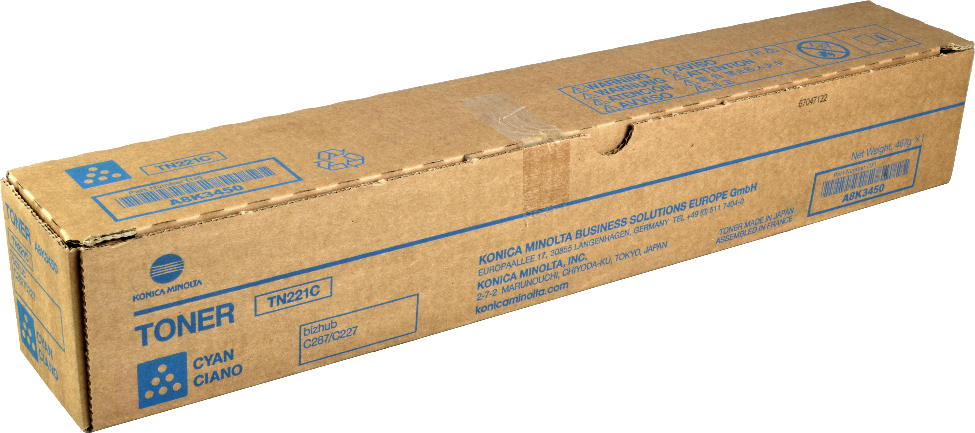 4053768188561 - Konica-Minolta KonicaMinolta Toner TN-221 TN221 Cyan 21k (A8K3450) (TN221C) - Konica Minolta