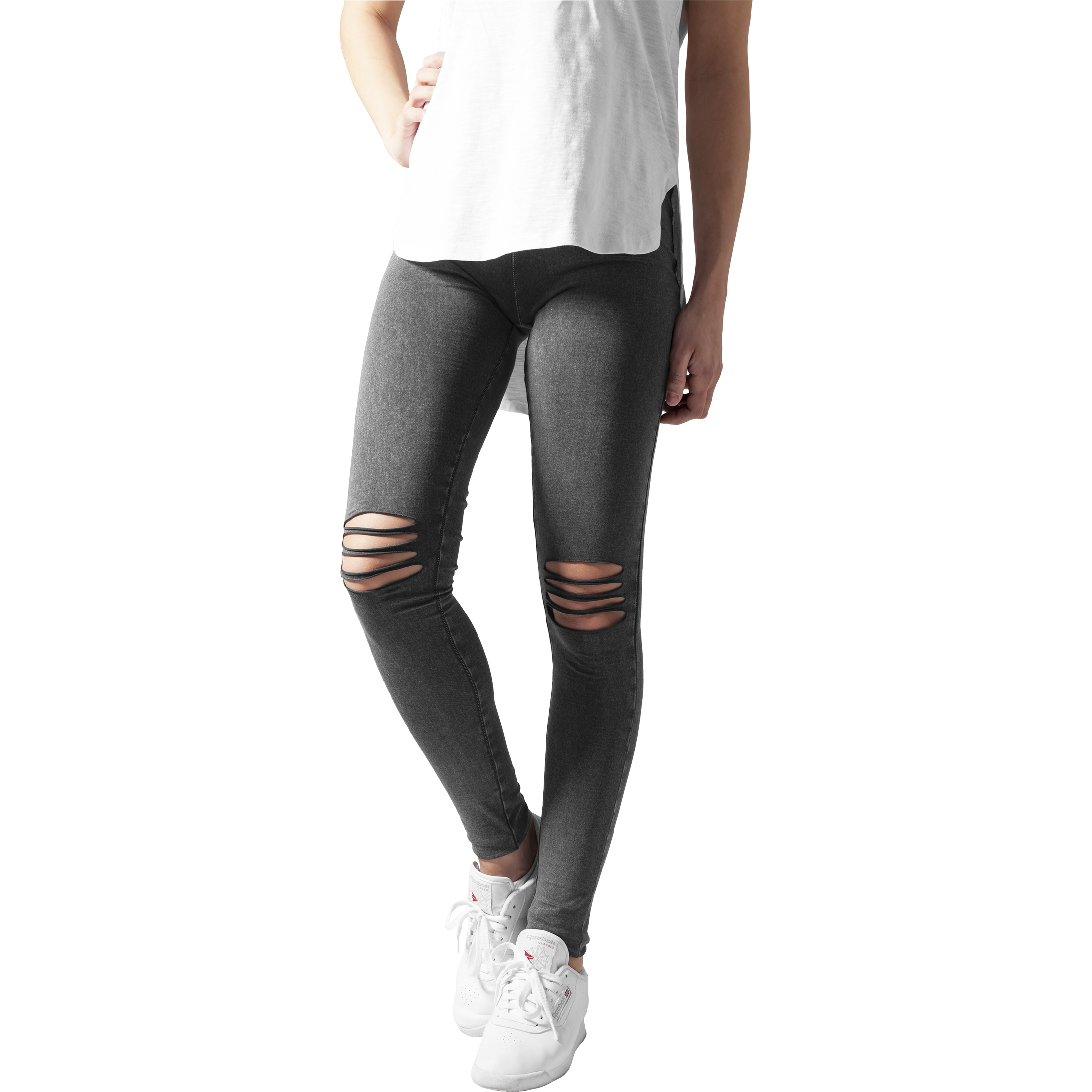 4053838119839 - Ladies Cutted Knee Leggings Leggings grau meliert in XL