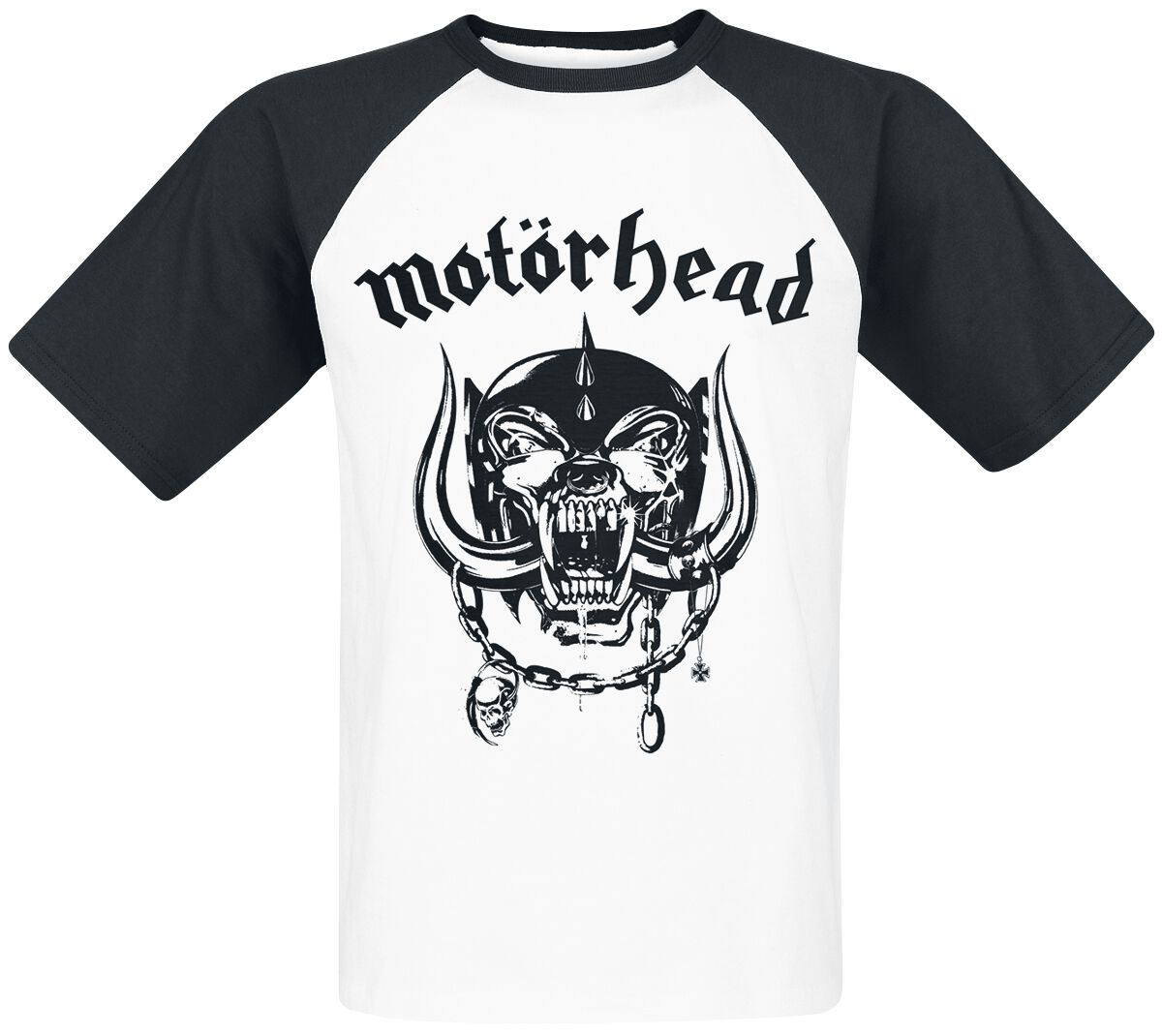 4053838143377 - Motörhead Everything Louder Raglan Tee MC007 White Black 4053838143377 - Motörhead Everything Louder Raglan Tee MC007 White Black