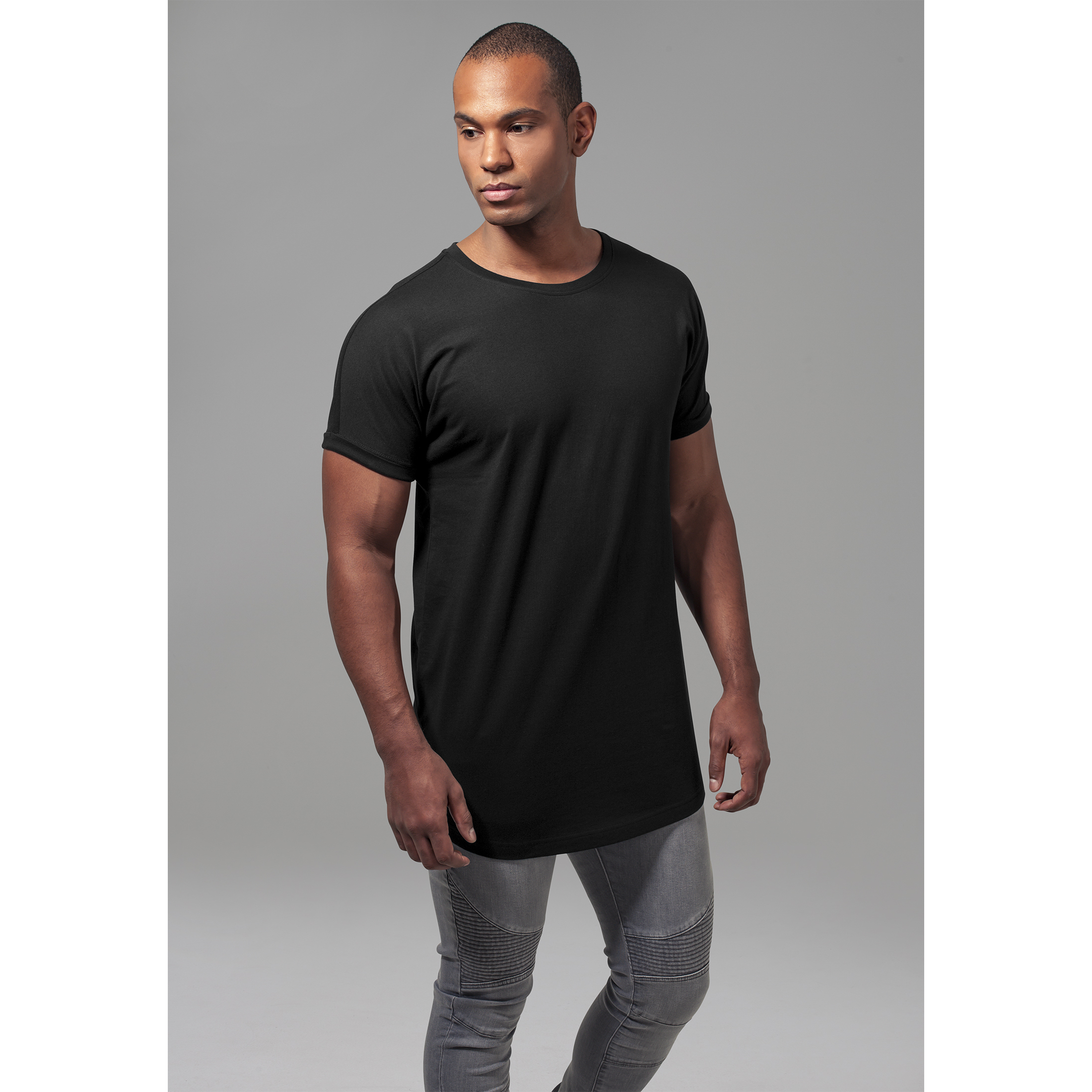 4053838160954 - T-Shirt Herren LONG SHAPED TURNUP TEE TB1561 Schwarz Black