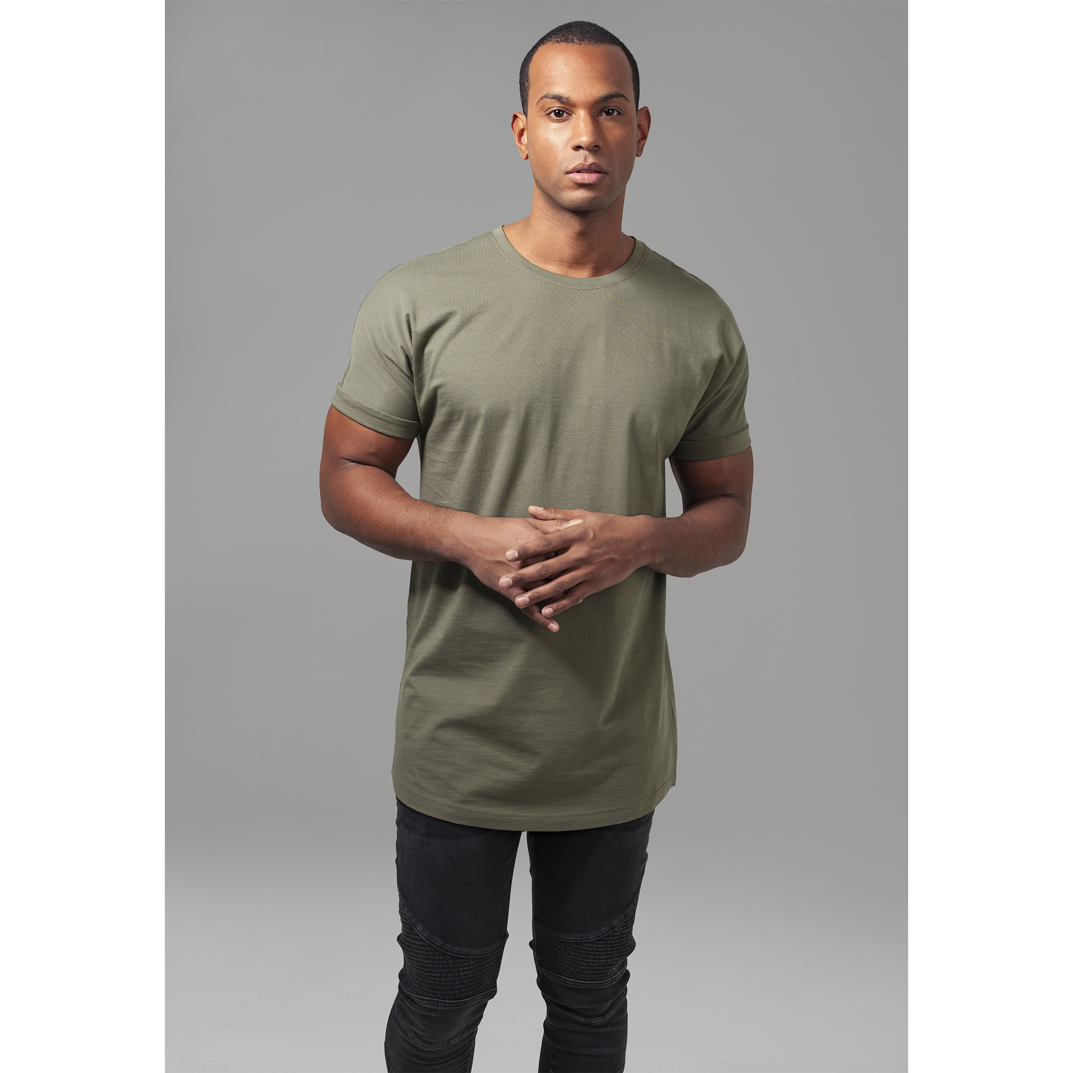 4053838161043 - T-Shirt Herren LONG SHAPED TURNUP TEE TB1561 Grün Olive