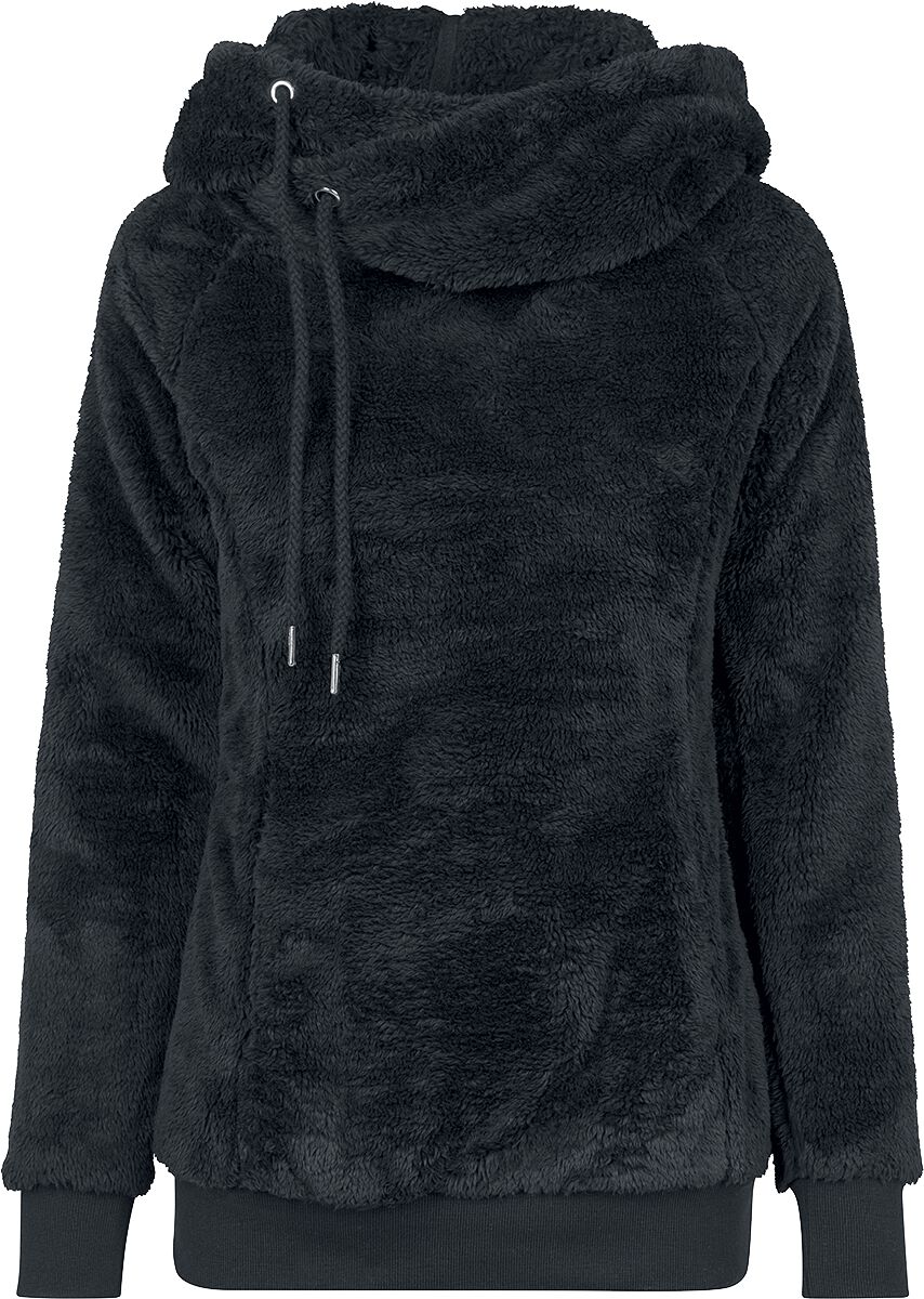 4053838210208 - Ladies Long Teddy Hoodie Kapuzenpullover schwarz in XL