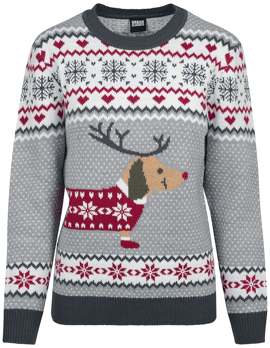 4053838343579 - Ladies Sausage Dog Christmas Sweater Weihnachtspullover grün weiß rot in M