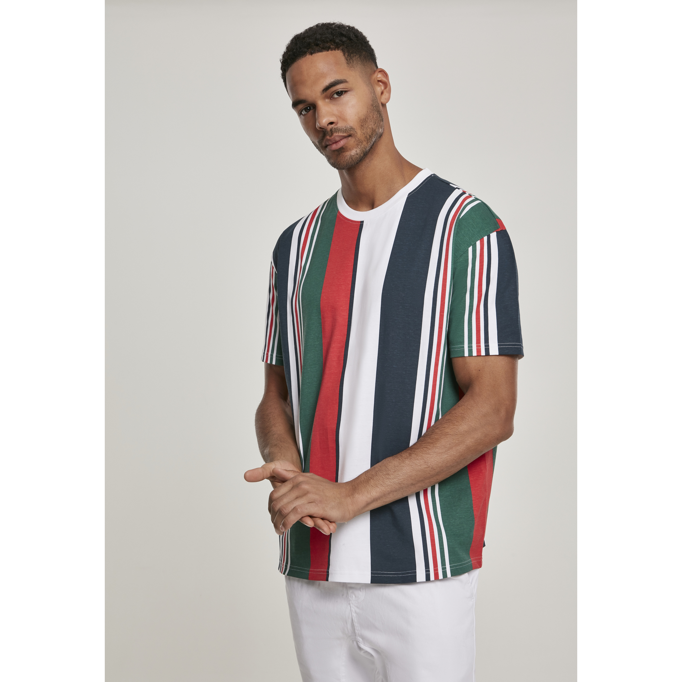 4053838424667 - Herren Rundhals Kurzarm T-Shirt Heavy Oversized Big Stripe